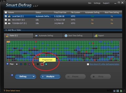 IObit Smart Defrag:뛰어난 하드 드라이브 조각 모음 및 최적화 도구 [Windows] 