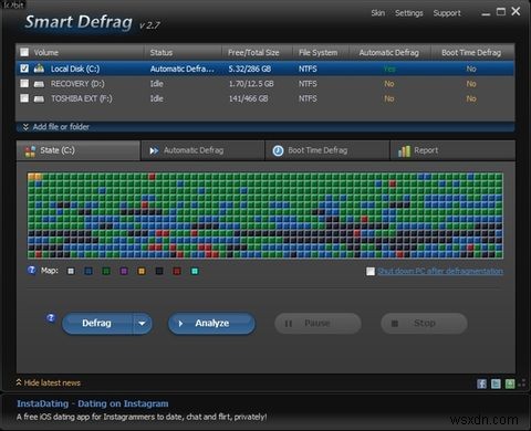 IObit Smart Defrag:뛰어난 하드 드라이브 조각 모음 및 최적화 도구 [Windows] 