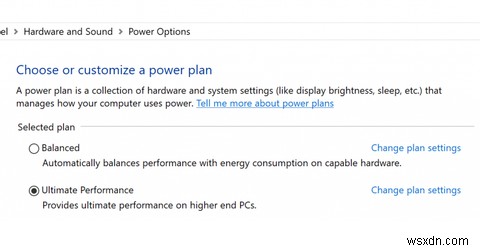 Windows 10에서 궁극적인 성능 전원 관리 옵션을 활성화하는 방법 