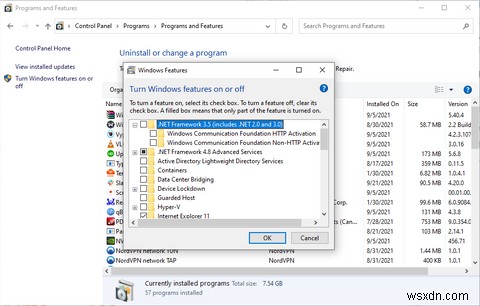 Windows 10에 .NET Framework 버전 3.5를 설치하는 방법 