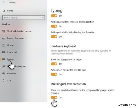 Windows 10에서 다국어 텍스트 예측을 설정하는 방법 