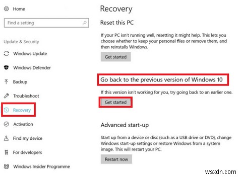 Windows 10 Fall Creators Update 롤백 및 제거 방법 