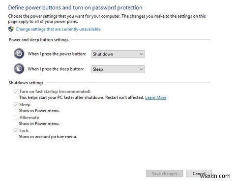 Windows 10 전원 버튼을 사용하는 방법 