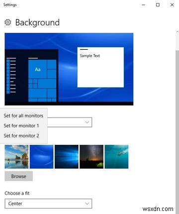 Windows 10에서 각 모니터에 다른 배경 화면을 사용하는 방법 