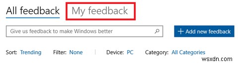 Windows 10 피드백 허브를 사용하는 방법 