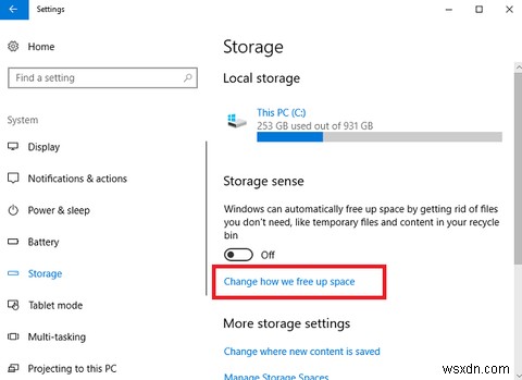 Windows 10 Storage Sense로 자동으로 디스크 공간 확보 