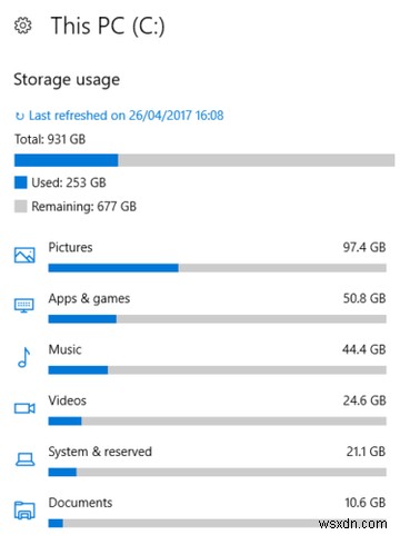 Windows 10 Storage Sense로 자동으로 디스크 공간 확보 