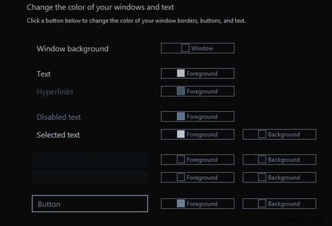 Windows 10에서 숨겨진 고대비 어두운 테마 활성화 