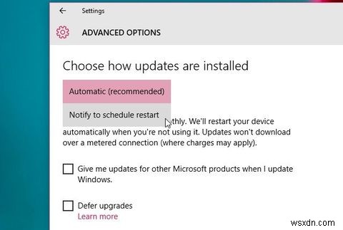 묻지 않고 Windows 10 업데이트가 다시 시작되지 않도록 하는 방법 