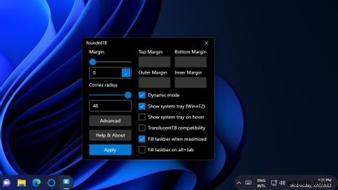Windows 11의 작업 표시줄에 둥근 모서리를 추가하는 방법 