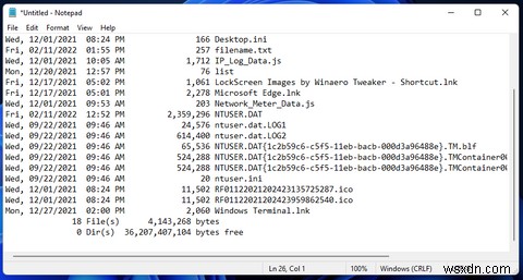 Windows 11에서 폴더의 파일 목록을 텍스트 파일로 복사하는 방법 