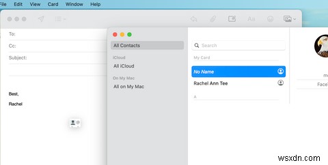Mac의 Mail에서 가상 명함(vCard)을 보내고 받는 방법 