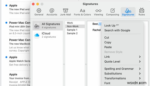Mac의 Mail에 이메일 서명을 추가하여 이메일 개인화하기 