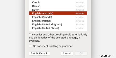 Mac용 Office 제품군 5개에서 맞춤법 검사기 언어를 변경하는 방법 