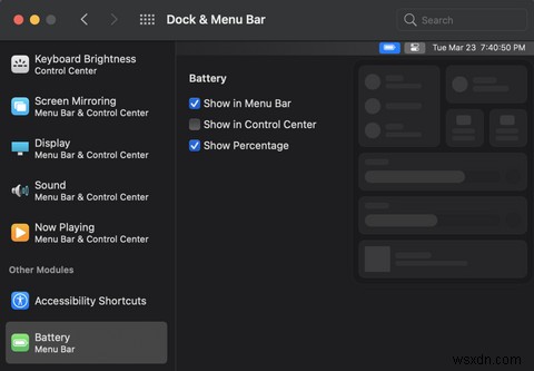 macOS의 메뉴 막대에 배터리 백분율을 표시하는 방법 