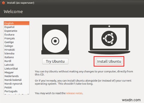 USB 플래시 드라이브를 사용하여 컴퓨터에 Ubuntu 설치 