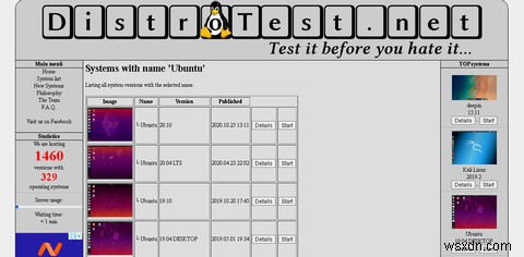 DistroTest로 설치하지 않고 Linux 배포판을 테스트하는 방법 