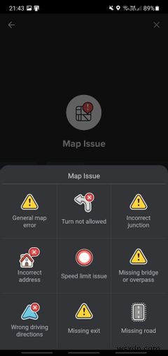 Waze로 탐색할 때 문제를 보고하는 모든 방법