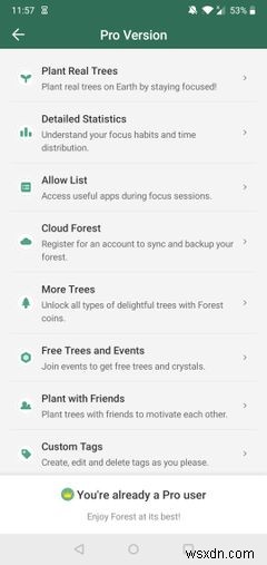 Android용 Forest Pro 버전으로 업그레이드할 가치가 있습니까?