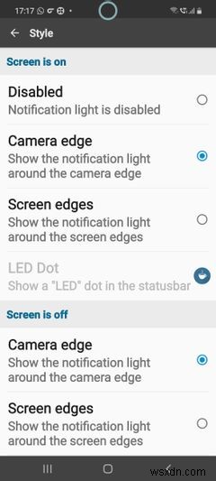 삼성 휴대폰에서 LED 카메라 컷아웃 알림을 활성화하는 방법