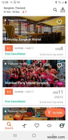 여행 중 숙박을 위한 저렴하거나 무료인 앱 6개