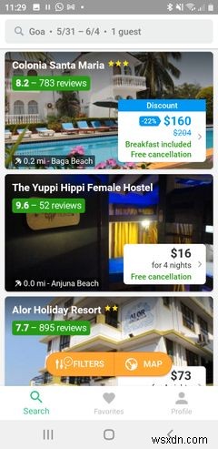 여행 중 숙박을 위한 저렴하거나 무료인 앱 6개