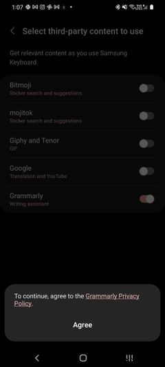삼성 갤럭시 키보드 앱에서 Grammarly를 활성화 및 비활성화하는 방법