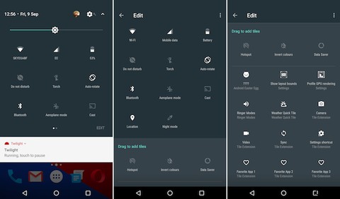 Nougat 빠른 설정 패널 사용자 지정을 위한 최고의 앱 8개
