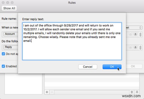 Mac에서 부재중 이메일 회신을 설정하는 방법
