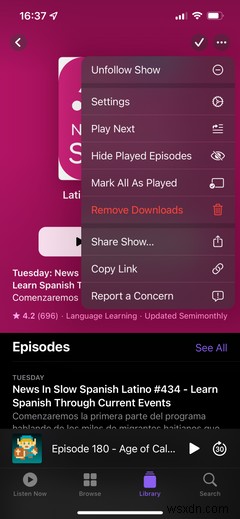 iPhone용 Apples Podcast 앱 가이드