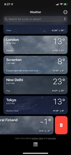 iPhone 날씨 앱에서 위치를 추가, 재정렬 및 ​​삭제하는 방법