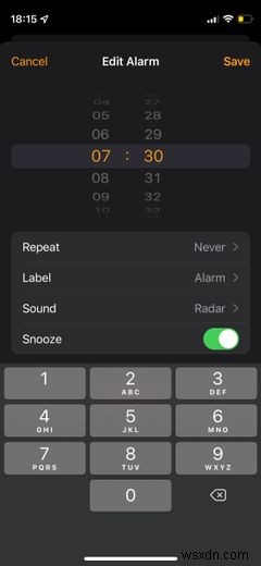 iOS 15의 알람 시계에서 키패드 항목을 다시 가져오는 방법