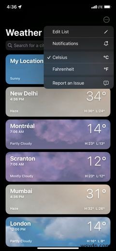 iOS 15가 설치된 iPhone에서 실시간 날씨 알림을 받는 방법