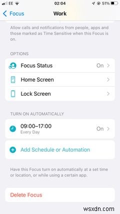 iOS 15에서 다양한 초점 모드를 예약하고 자동화하는 방법