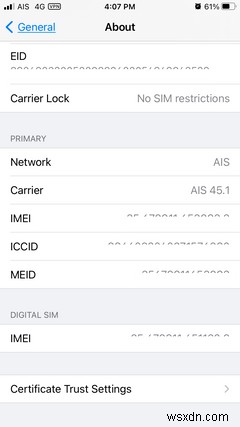 iPhone 또는 iPad에서 IMEI 번호를 찾는 8가지 방법 