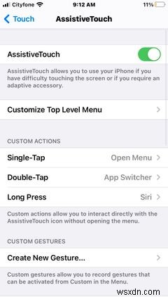 AssistiveTouch에서 가상 iPhone 홈 버튼을 사용하는 방법 