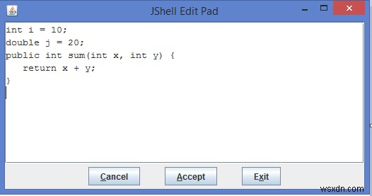 Java 9에서 JShell의 다른 /edit 명령은 무엇입니까? 