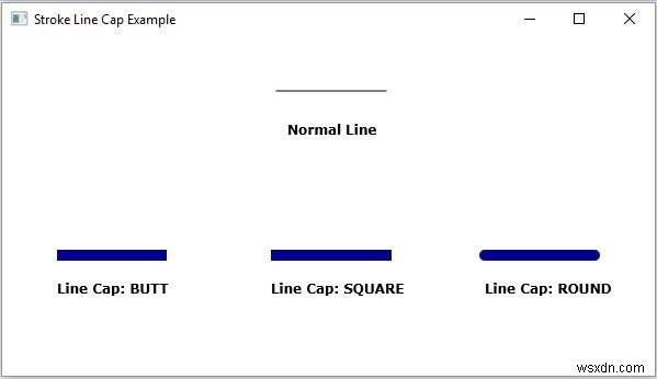 JavaFX에서 2D 모양의 Stroke Line Cap 속성 설명 