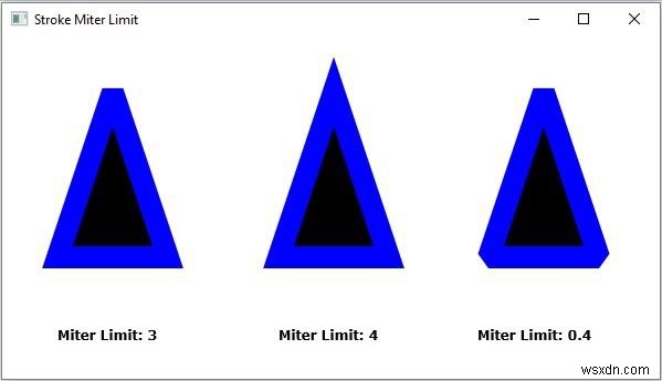 JavaFX에서 2D 모양의 Stroke Miter Limit 속성 설명 