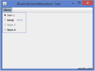 Java에서 JRadioButtonMenuItem을 표시하는 방법은 무엇입니까? 
