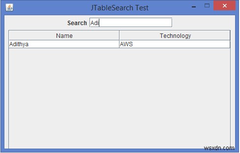 Java에서 JTable의 검색 기능을 구현하는 방법은 무엇입니까? 