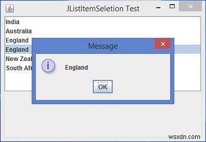 Java에서 JList 항목을 선택할 때 값을 표시하는 방법은 무엇입니까? 