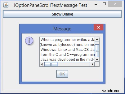 Java에서 JOptionPane 메시지 대화 상자의 긴 텍스트를 어떻게 구현할 수 있습니까? 