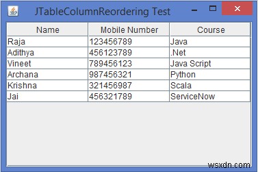 Java에서 JTable의 열 재정렬을 방지하려면 어떻게 해야 합니까? 
