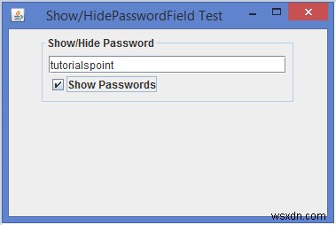 Java에서 JPasswordField의 에코 문자를 어떻게 표시하거나 숨길 수 있습니까? 