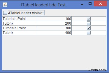 Java에서 JTable의 테이블 헤더를 어떻게 표시하거나 숨길 수 있습니까? 