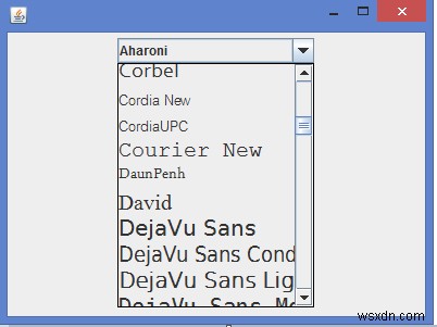 Java의 JComboBox 내부에 다른 글꼴 항목을 표시하는 방법은 무엇입니까? 