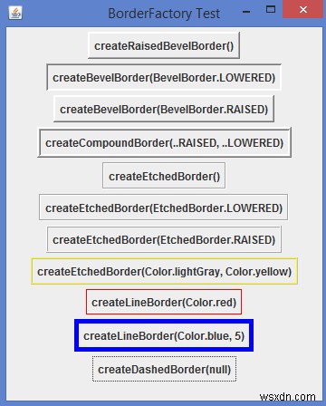 Java에서 BorderFactory를 사용하여 다른 테두리를 어떻게 구현할 수 있습니까? 