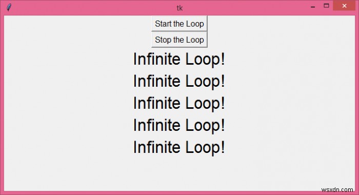 Tkinter에서 무한 루프를 실행하는 방법은 무엇입니까? 
