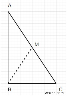 직각 삼각형의 중점과 밑변 사이의 각도를 찾는 Python 프로그램 